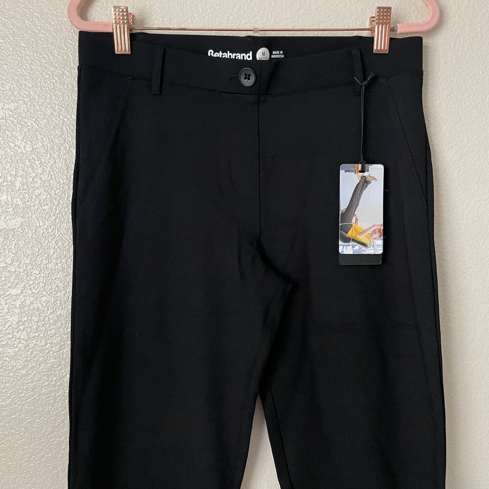 Betabrand Dress Yoga Pants Womens Medium Petite Black Straight Leg Ponte Knit - Picture 4 of 12